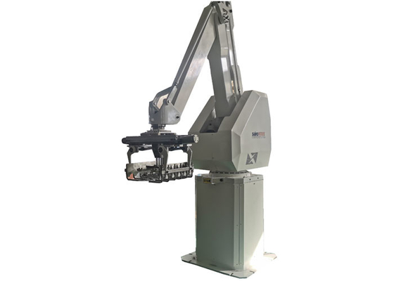 Energy Saving Stacking 4 Axes PLC 50kg Bag Palletizer Robot For Feeds Bag