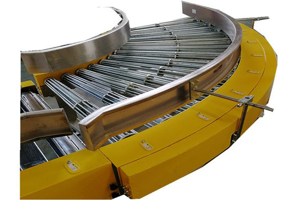 Mobile 220V Curve Palletizing Conveyor In Plastic Rubber Industry